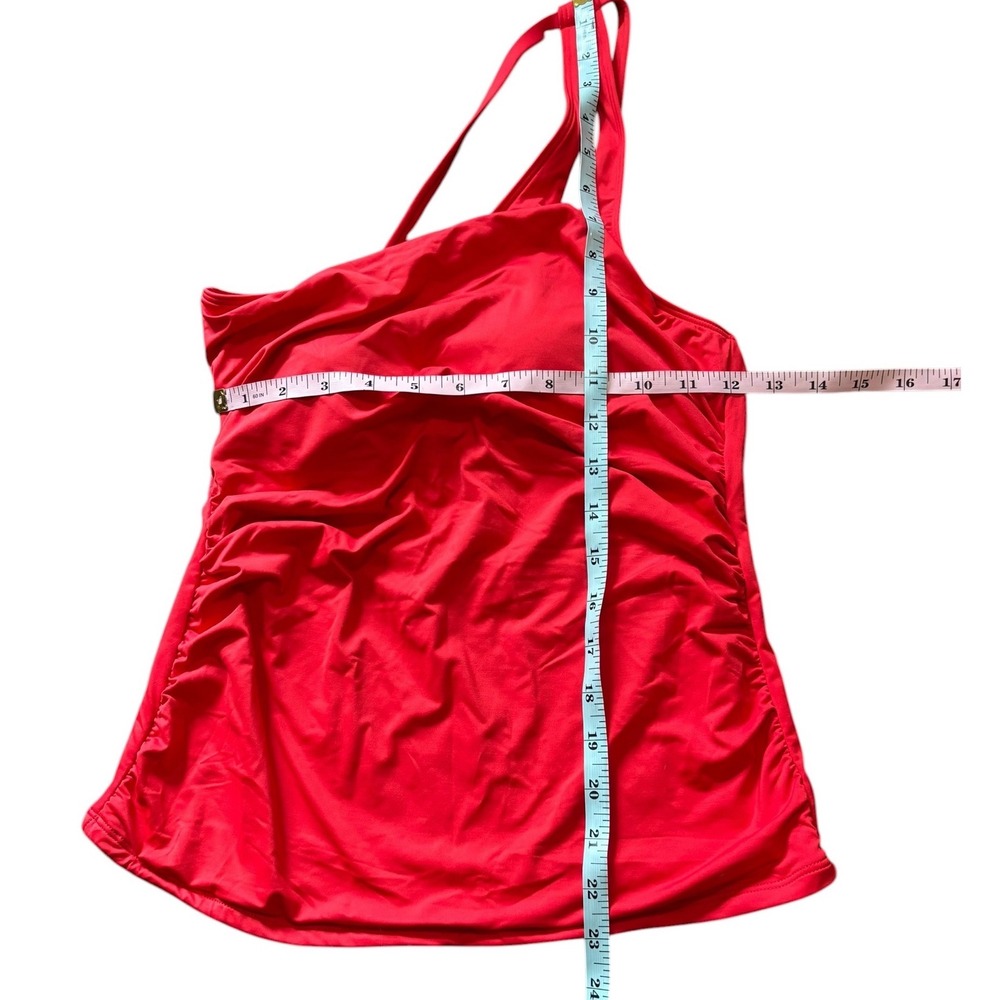 La Blanca Cherry Red One Shoulder Tummy Control Tankini Top LB1IG82 Size 8 - Picture 5 of 10